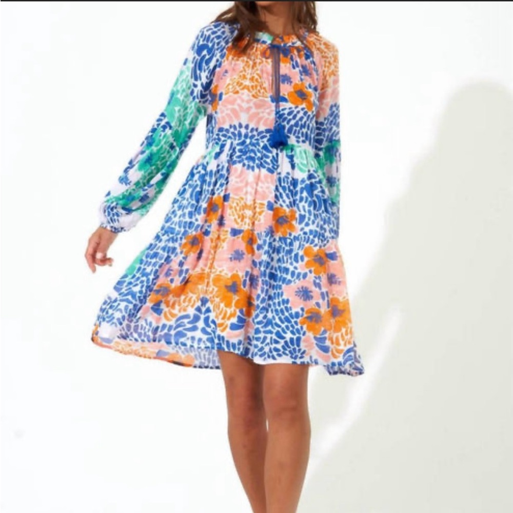 Oliphant balloon sleeve dress, blue antigua, small
